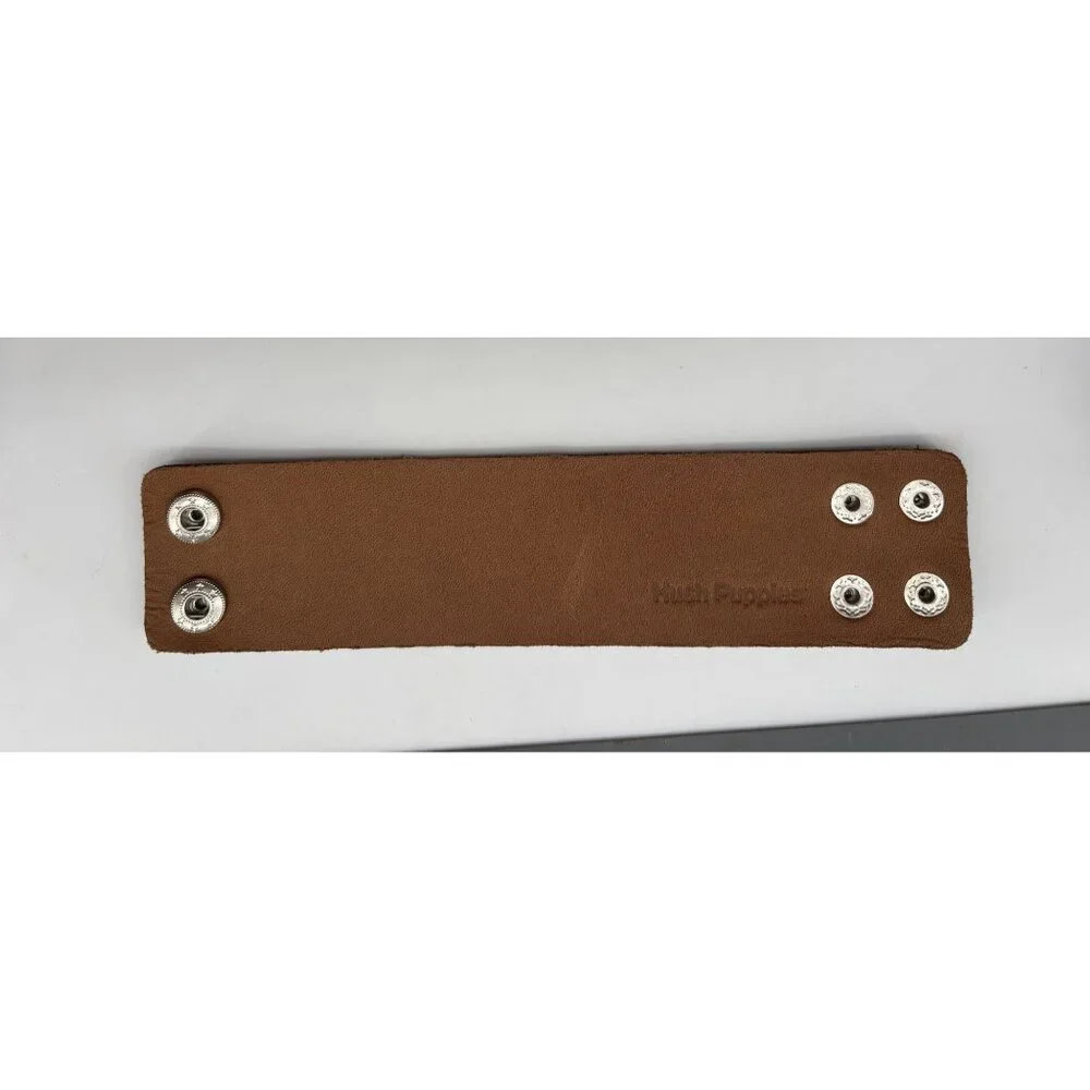 Wide Brown Leather Cuff Bracelet With Silver Snap Closure‎ Adjustable Fit